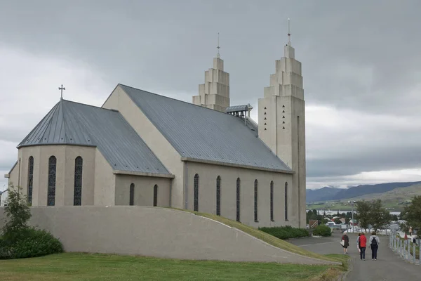 Akureyri Ijsland Juli 2017 Achterkant Van Akureyrarkirkja Kerk Akureyri Ijsland — Stockfoto