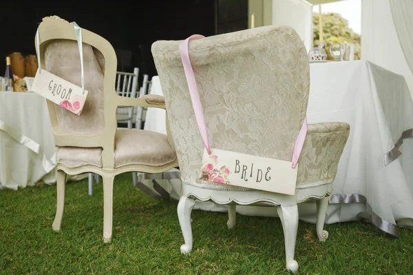 DIY chairs for bride and groom — Stock Photo, Image