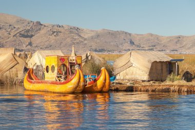 Ada Uros lake Titicaca Peruand Bolivya teknede Reed.