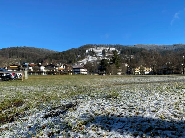 Primera Nieve Fondo Las Montañas Alpinas Bavaria — Foto de Stock