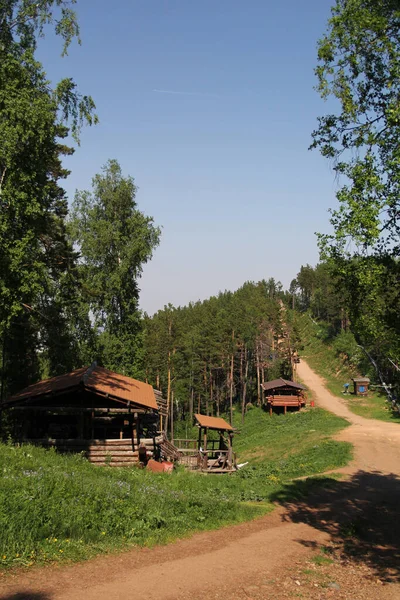 Cabane Une Maison Rondins Dans Forêt Krasnoïarsk — Photo