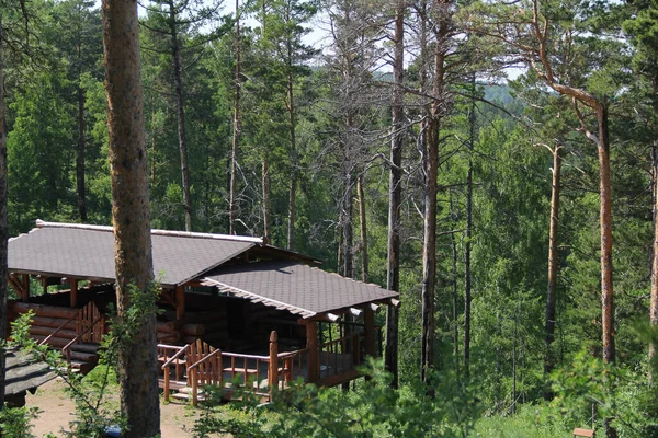 Capanna Una Casa Tronchi Nella Foresta Krasnoyarsk — Foto Stock