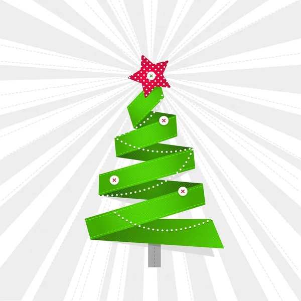 Árbol Navidad Con Estrella Botones — Vector de stock