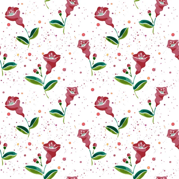 Безшовний Векторний Візерунок Рожевими Квітами Листям Квітковий Візерунок Лак Ізольовані — стоковий вектор