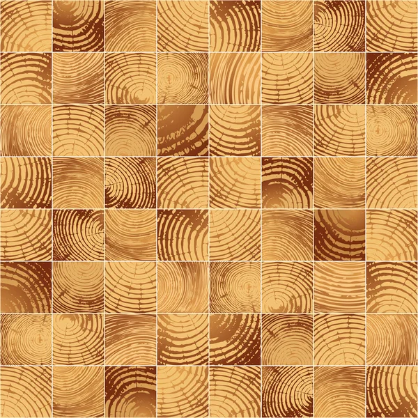 Mosaic Seamless Pattern Wooden Square Bars Texture Saw Cut Wood — Image vectorielle