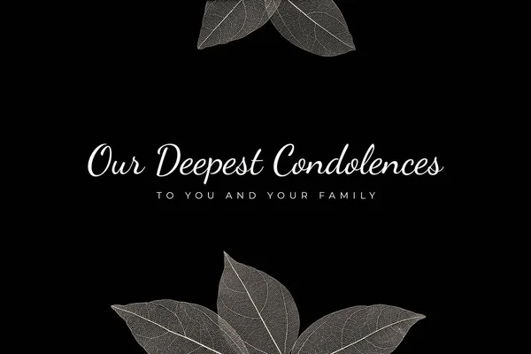 Nossas Mais Profundas Condolências Sua Família Cartão Condolências Simpático Para — Fotografia de Stock