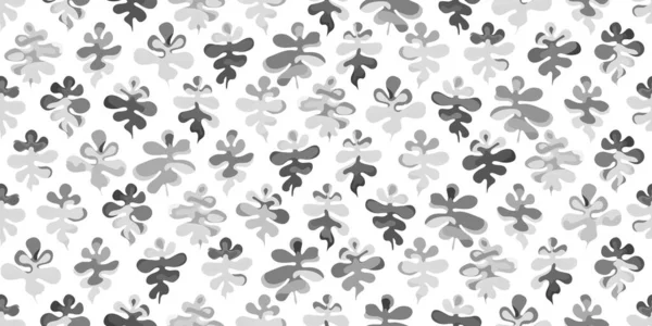 Простой Цветочный Безморщинистый Узор Черно Белые Листья Изолированы Белом Фоне — стоковый вектор