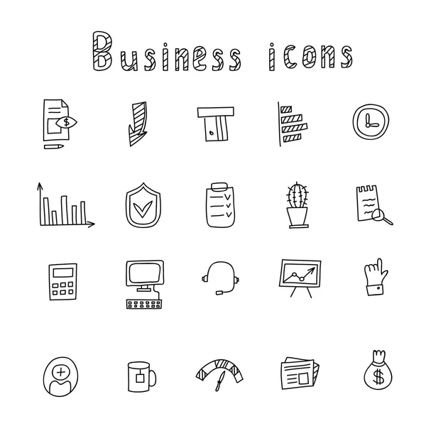 Business Idea mano disegnato doodles icone set. Illustrazione vettoriale . — Vettoriale Stock