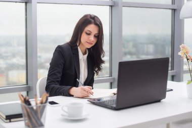 iş kadını ile defter ofis, işyeri