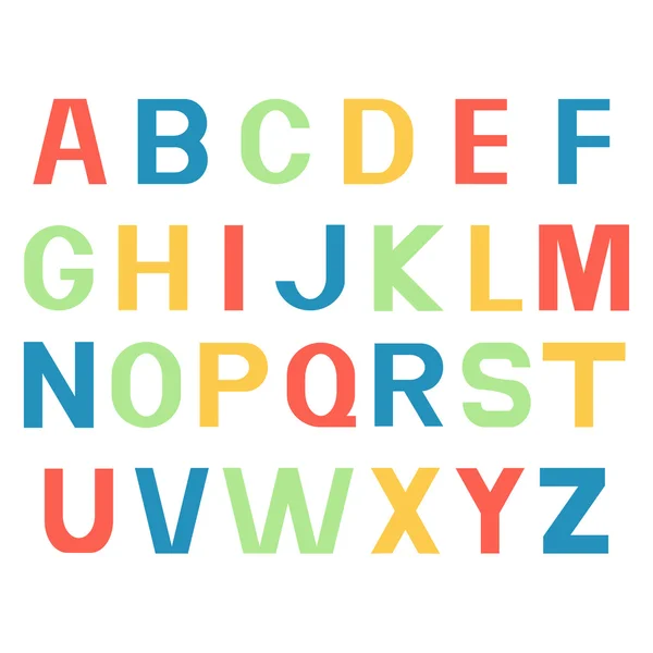 Polices vectorielles alphabet. Lettres colorées imprimées — Image vectorielle