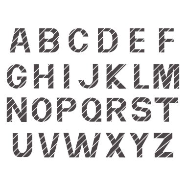 Alfabe vektör yazı tipleri. Yazdırılmış gri çizgili harf
