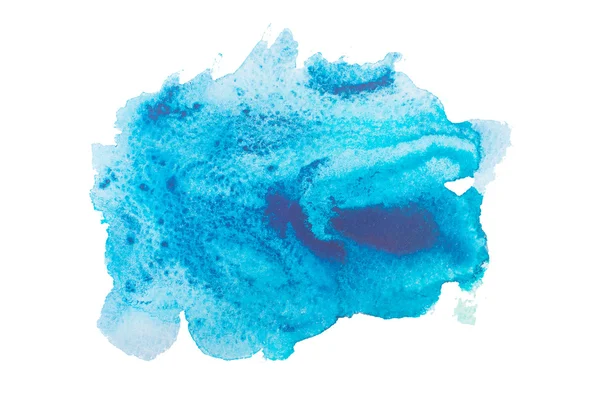 Suluboya mavi leke üzerinde izole beyaz arka plan — Stok fotoğraf