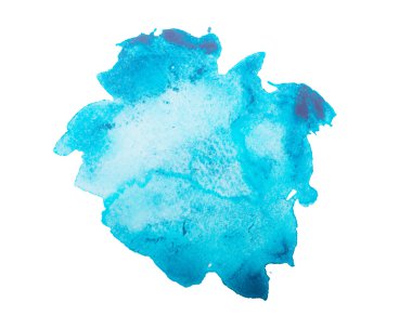 Suluboya mavi leke üzerinde izole beyaz arka plan