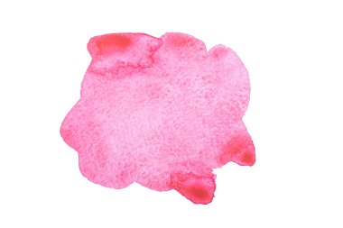 Suluboya kırmızı leke üzerinde izole beyaz arka plan.