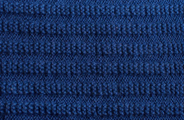 Blaue Strickwolle Textur Hintergrund. — Stockfoto