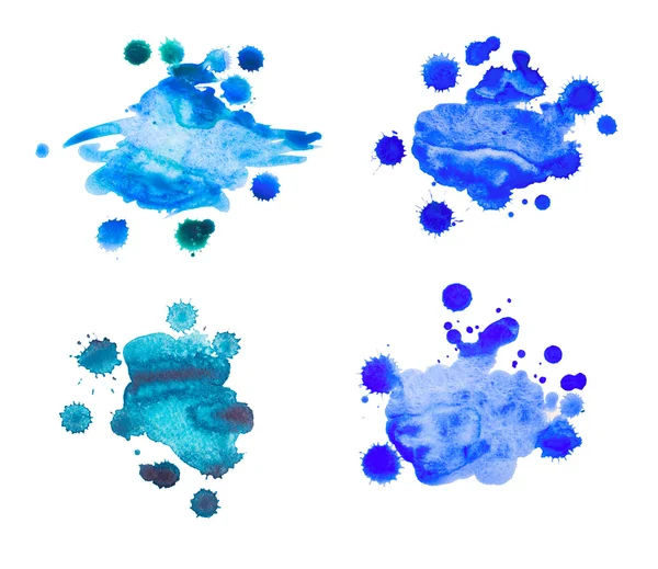 Set von Aquarell bunte Tropfen und Spray auf weißem Hintergrund. — Stockfoto