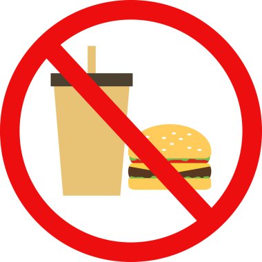 Prohibited burger with a drink flat icons