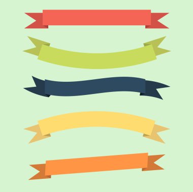 Big Red Ribbons Set, Isolated On White Background Illustration