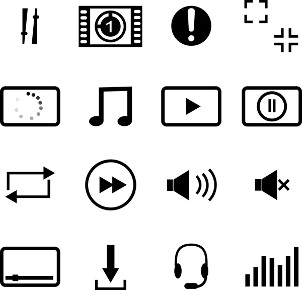 Iconos planos de audio, reproductor multimedia —  Fotos de Stock