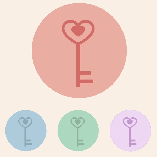 Icon heart key in circle — Stok fotoğraf
