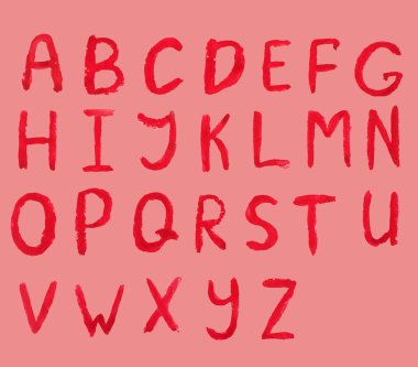 Watercolor alphabet, calligraphy, alphabet, letters, isolated on pink background