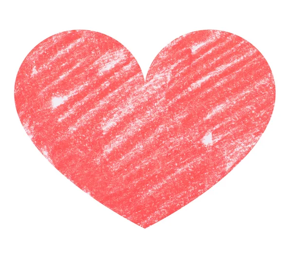 Ritat i blyerts, pastell grunge hjärtat isolerad på en vit bakgrund — Stockfoto
