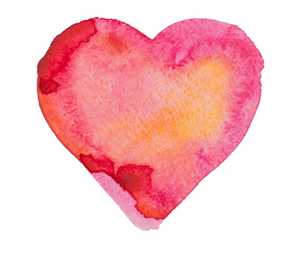 Watercolor, aquarelle red heart isolated on white background — Stock Photo, Image