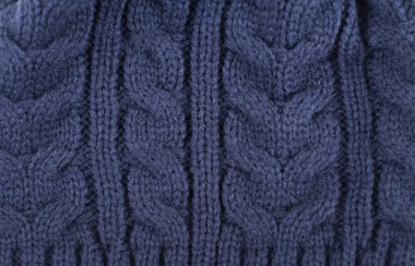 Mavi örgü yün doku arka plan.