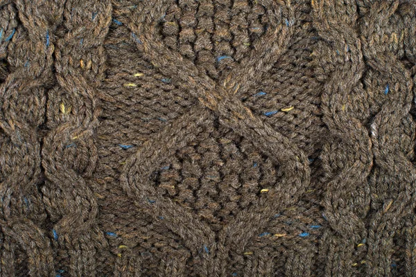 Bruine wol textuur achtergrond breien. — Stockfoto