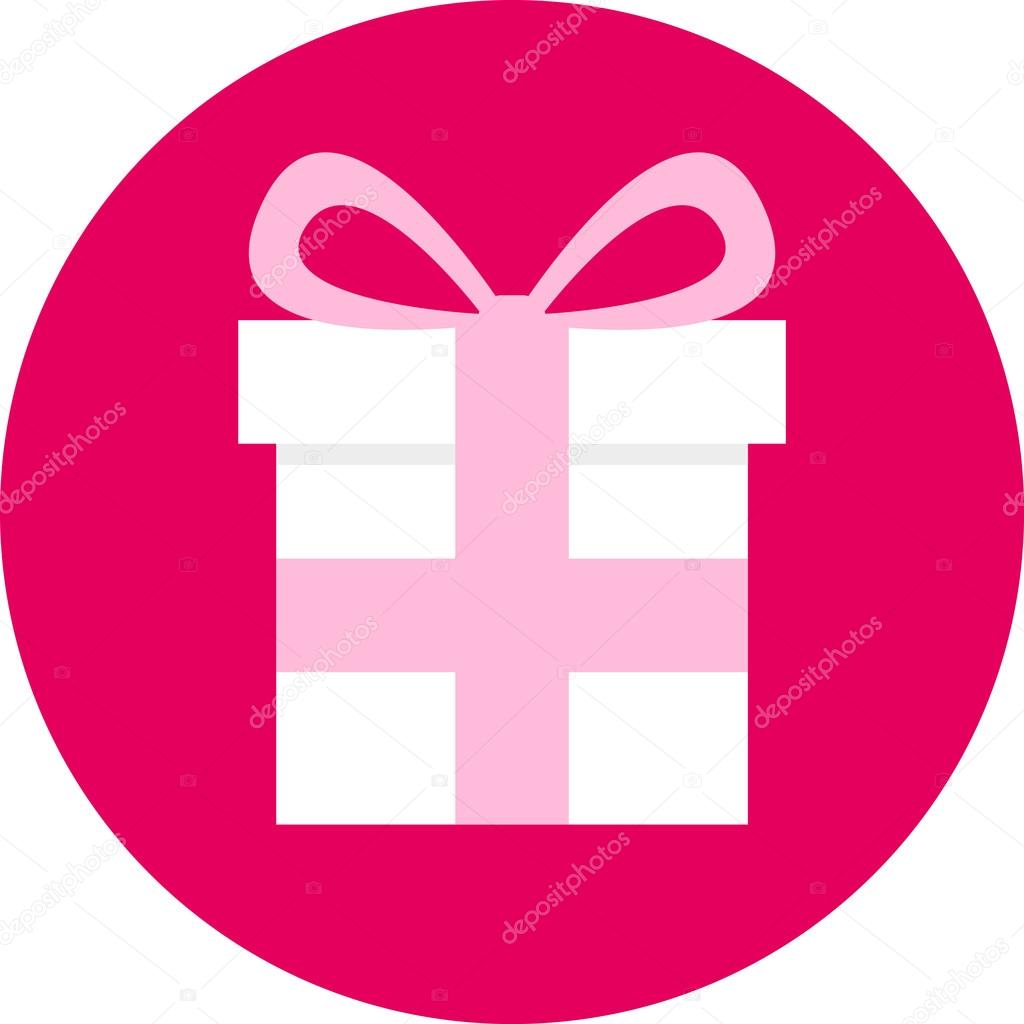 Gift, gift box with ribbon, vector Konka flat design