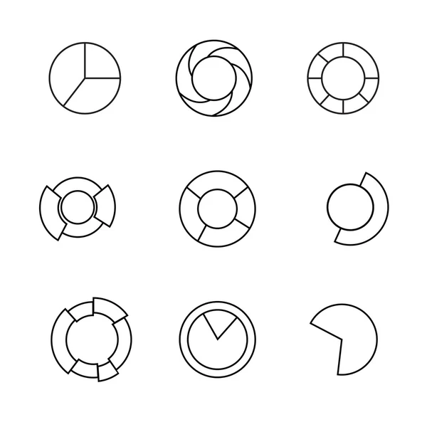 Iconos de contorno. Conjunto de diagrama de círculo. Elementos de gráficos comerciales. Ilustración vectorial —  Fotos de Stock