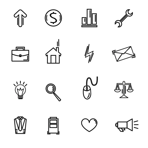 Conjunto de iconos de contorno web para negocios, finanzas y comunicación — Archivo Imágenes Vectoriales