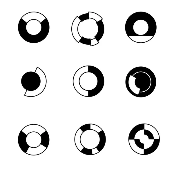 Контурные иконки. Набор круговой диаграммы. Элементы бизнес-графика. Векторная иллюстрация — стоковый вектор