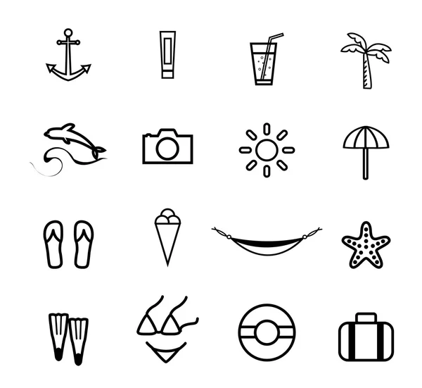 Reis- en vakantie Icons set. Vectorillustratie — Stockvector