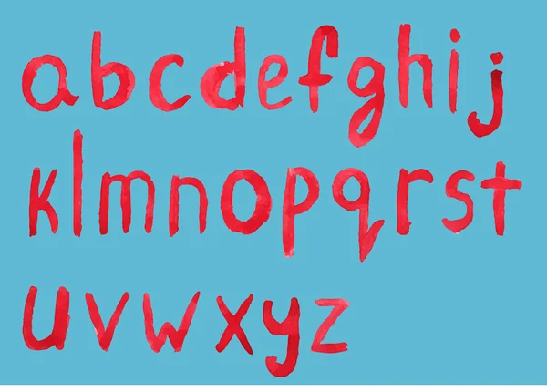 Aquarell Alphabet, Kalligraphie, Alphabet, Buchstaben, isoliert auf blauem Hintergrund Vektor — Stockvektor