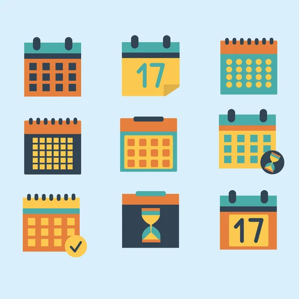 Establecer iconos calendario diseño plano — Foto de Stock