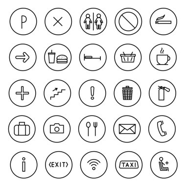 Vektör simgeler düz çizgi kümesi. Genel şarkı.