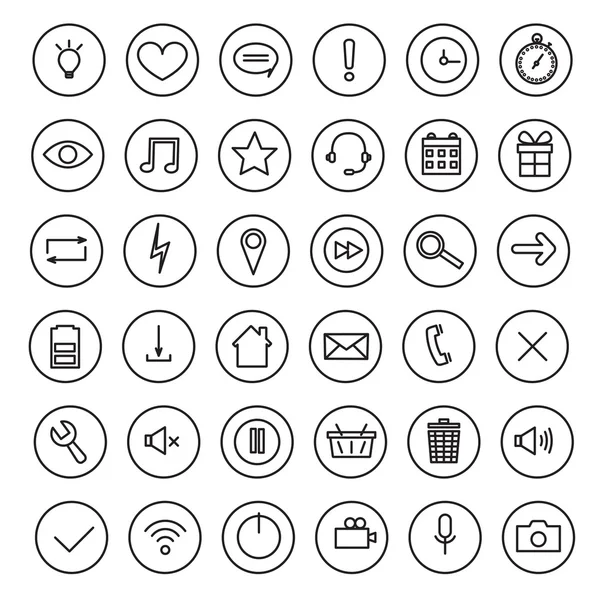 Mobile phone sings line vector set icons. — Stock Vector