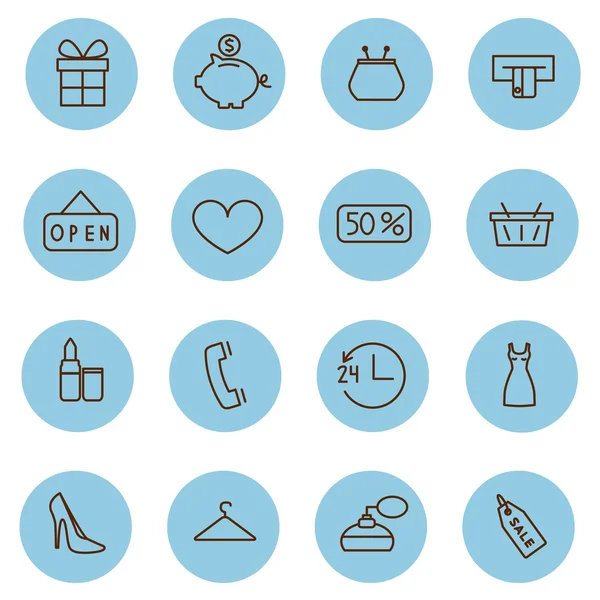 Set of shopping line vector icons — Stock Vector