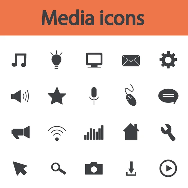 Medios de comunicación vector iconos — Vector de stock
