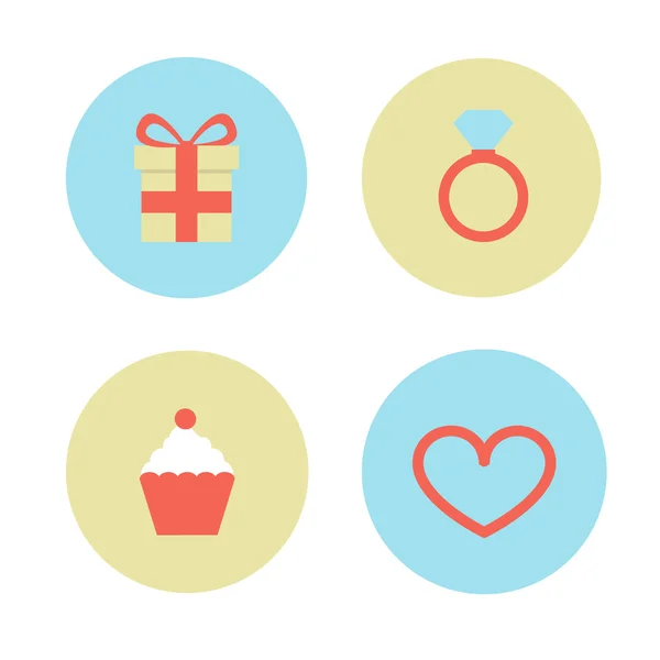 Vector illustration icons flat design on the theme of shopping, woman, relationship, marriage — Stok Vektör