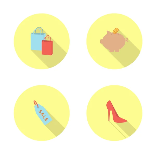Set of shopping vector icons flat design. — Stockvector