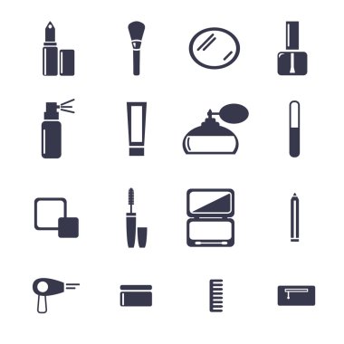 Düz tasarım kozmetik, güzellik Vector Icons set.
