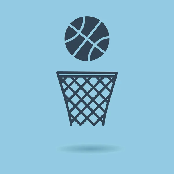 Basketbol topu ve sepeti işareti simgesi. Spor sembolü. Vektör çizim 