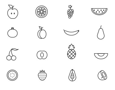 Meyve simge vektör çizim satır kümesi