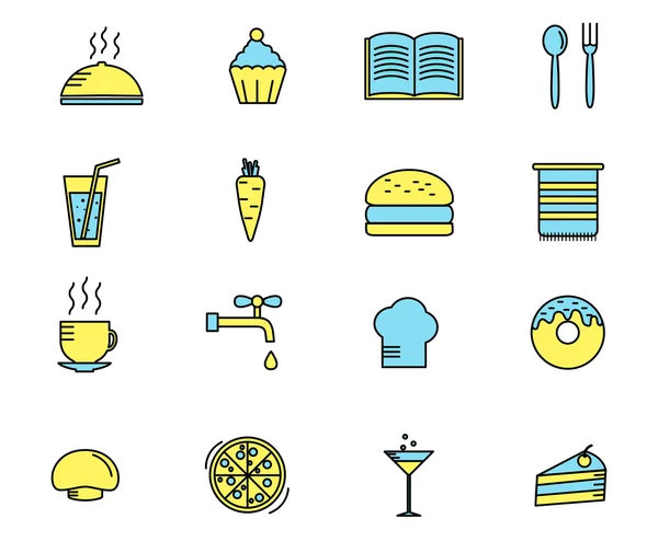 Ensemble d'icônes de cuisine et de cuisine. Illustration vectorielle — Image vectorielle