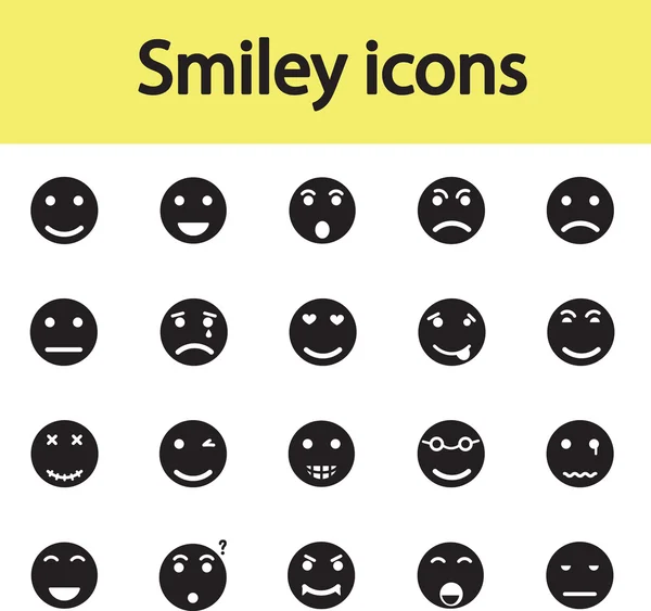 Set di icone sorridenti con emozioni diverse. Illustrazione vettoriale — Vettoriale Stock