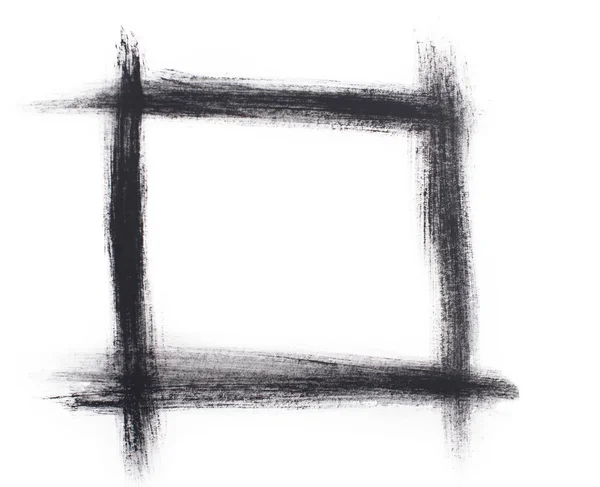 Painted in watercolor grunge black frame isolated on a white background — 图库照片