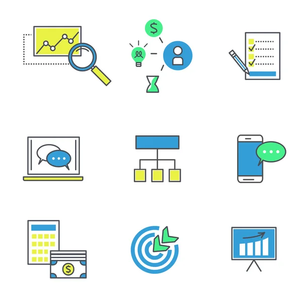 Ensemble d'icônes web pour les entreprises, la finance et la communication — Image vectorielle