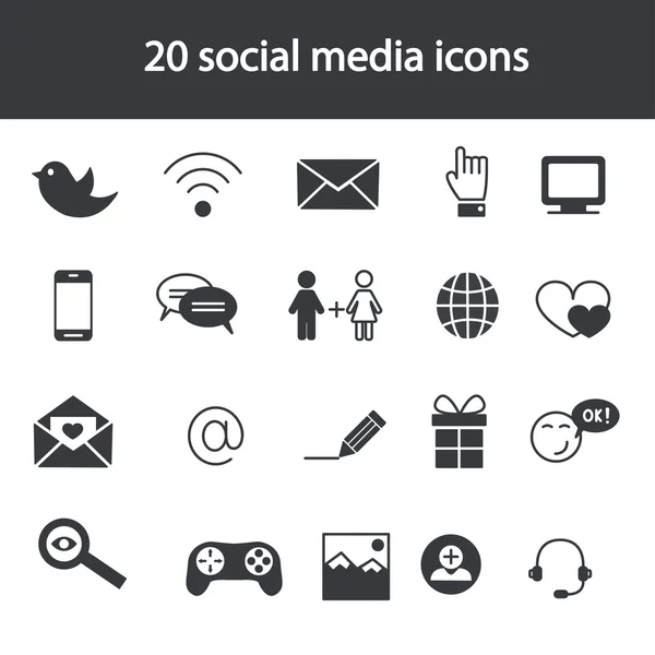 Set di icone dei social media. Illustrazione vettoriale — Vettoriale Stock